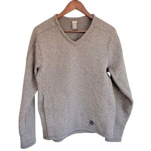 Stio Wilcox Fleece V-Neck Sweater Small Gorpcore Gray Heathered Pullover Mens